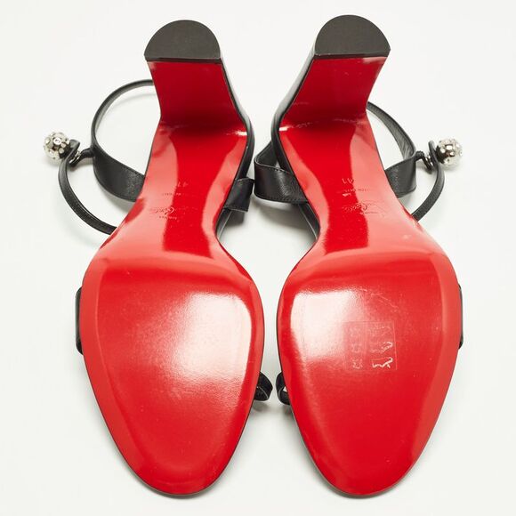Christian Louboutin Atmospheria Size 41 Black Leather Ankle Strap Sandals - Picture 6 of 7